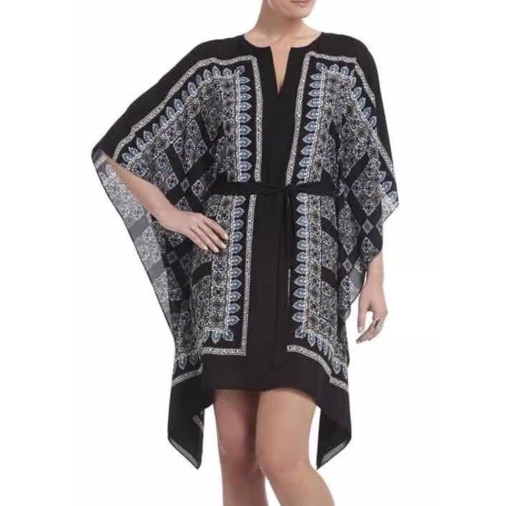 NWOT BCBGMAXAZRIA Sz M Inessa Kaftan Tonic Dress Paisley KIMONO Boho Beach Party